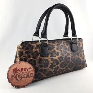 Primeware Faux Leather Leopatd Print  Insulated Wine Bottle Clutch Lunch Bag